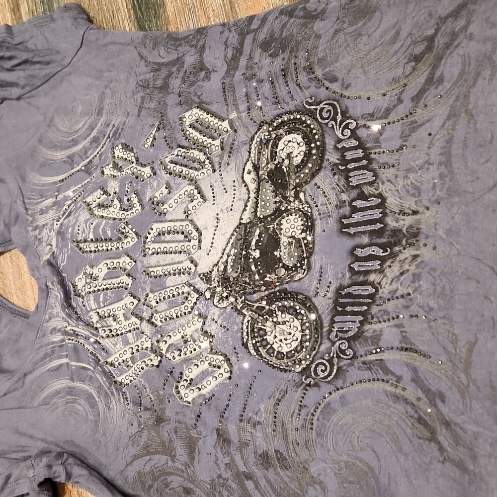 Harley Davidson sparkle Tshirt zipper back